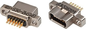 GMSM2-6SSB, GMSM 6 Way Through Hole D-sub Connector Socket