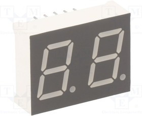 KW2-502CGA, Дисплей: LED, 7-сегментный, 12,7мм, 0,5", II.зн: 2, желто-зеленый