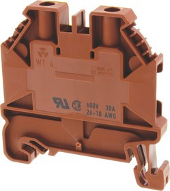 58.504.0055.4, WT 4 Series Brown Feed Through Terminal Block, Single-Level, Screw Termination, ATEX