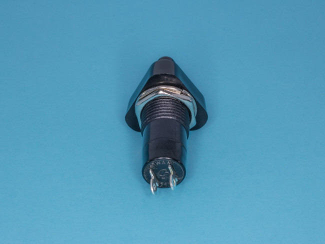 PSW-6C-B, Кнопка треугольная 220В 1А без фиксации, крепление гайка, черная