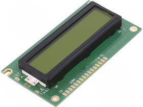 NPC1602LRU-FWT-H, Дисплей: LCD, алфавитно-цифровой, STN Positive, 16x2, LED, PIN: 16