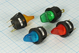 Выключатель рычажный, 12В, 10А, ON-OFF, d20, с подсветкой синей, 3T, MIRS101-9H-D; №2584 B ПРыч\ 12В\10А\ON-OFF\d20\ILсин\ 3T\MIRS101-9H-D\