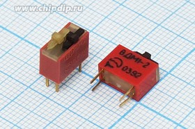 Переключатель DIP-02, шаг 2.5мм, ON-OFF; №571 ПDIP-02\ 4P2,5\ON-OFF\\ВДМ1-2\