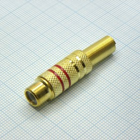 RCA Gold гнездо с хв., (Гнездо RCA на кабель), RCA гнездо кабельное, разъем типа "тюльпан"