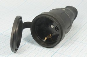 Разъем питания AC розетка,250 B, 16 A, на кабель,IP44,черный Разъем питания AC розетка,250 B, 16 A, на кабель,IP44,черный