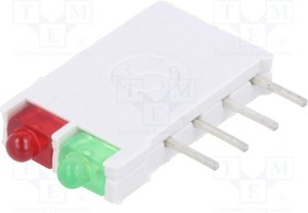 DBI01302, LED; в корпусе; красный/зеленый; 1,8мм; Кол-во диод: 2; 10мА; 38°