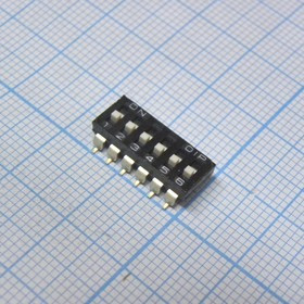 DM-06-V, (SmWDL-06 SMD), Движковый переключатель 6 групп SMD монтаж 2.54мм 25мА 24В