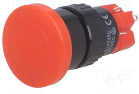 V16-21M-12R, Переключатель: кнопочный, Пол: 2, SPDT, 3A/250ВAC, 2A/24ВDC, ON-ON