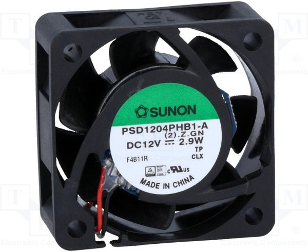 PSD1204PHB1-A (2).Z.GN, Вентилятор осевой, 12В DC, 40x40x15мм, 23,79куб.м/ч, 44,2дБА