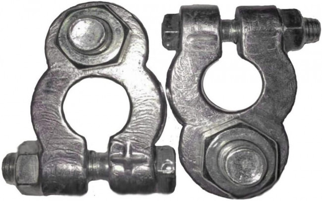 Клеммы АКБ свинцовые универсальные, усиленные, болт сверху DA-02531