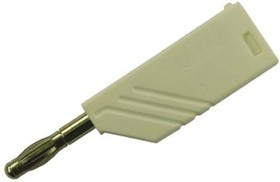 934100107, White Male Banana Plug, 4 mm Connector, Screw Termination, 24A, 30 V ac, 60V dc, Nickel