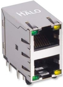 HCJ21-804SK-L11, Modular Connectors / Ethernet Connectors Shielded 2X1 Stacked RJ45 G/G LED