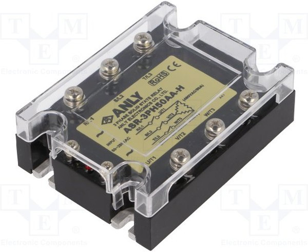 ASR-3PH50AA-H, Реле: полупроводниковое, Uупр: 80-280ВAC, 50А, 48-480ВAC, 3-фазный ASR-3PH50AA-H, Реле: полупроводниковое, Uупр: 80-280ВAC, 50А, 48-480ВAC, 3-фазный