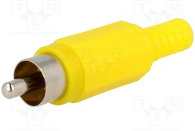 CC-006Y, Вилка, RCA, "папа", с амортизатором, прямой, пайка, желтый