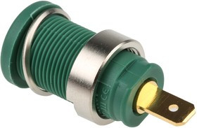 972355104, Green Female Banana Socket, 4 mm Connector, Tab Termination, 25A, 1000V ac/dc, Gold