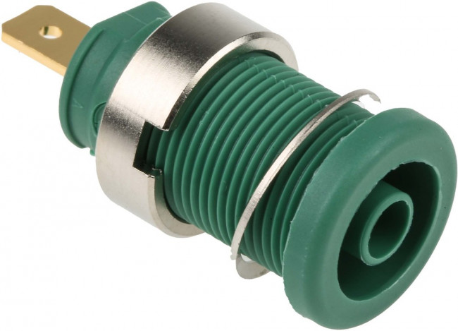 972355104, Green Female Banana Socket, 4 mm Connector, Tab Termination, 25A, 1000V ac/dc, Gold 972355104, Green Female Banana Socket, 4 mm Connector, Tab Termination, 25A, 1000V ac/dc, Gold