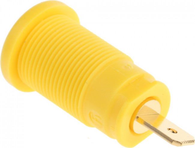 972355188, Green/Yellow Female Banana Socket, 4 mm Connector, Tab Termination, 25A, 1000V ac/dc