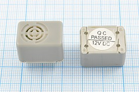 Зуммер магнитоэлектрический с генератором, размер 23x16x15, напряжение 12В, частота 0.4кГц, контакты