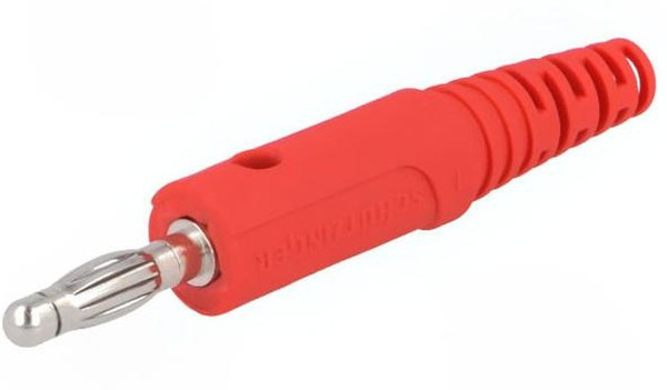 FK 8 L NI / RT, Вилка, "банан" 4мм, 32А, 33ВAC, 70ВDC, красный, Длина: 65,5мм