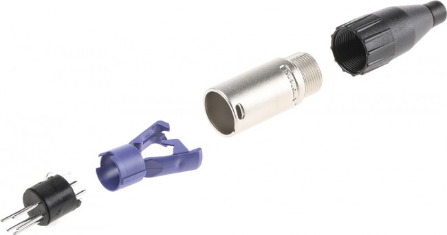 AC5MJ, Вилка; XLR; "папа"; PIN: 5; прямой; на провод; пайка; посеребренные