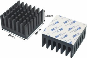 Аллюминиевый радиатор 28х28х15 мм с термоскотчем