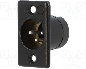 711-0300, Гнездо; XLR; "папа"; PIN: 3; прямой; пайка; Контакты: латунь; 50В; 15А