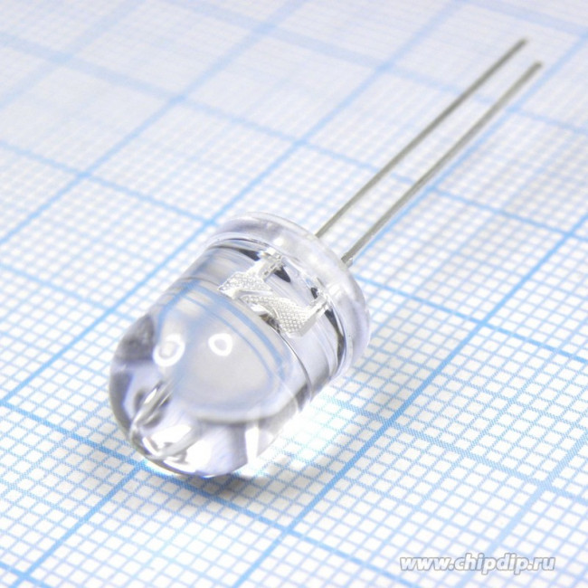 FYL-10013UBC (FYL-10003UBC), Светодиод синий 40° d=10мм 5000-6000мКд 470нМ