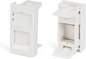 Вставка Hyperline, 45x22,5 (аналог Mosaic) для 1 модуля формата Keystone Jack, со шторкой, белая