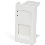 Вставка Hyperline, 45x22,5 (аналог Mosaic) для 1 модуля формата Keystone Jack, со шторкой, белая Вставка Hyperline, 45x22,5 (аналог Mosaic) для 1 модуля формата Keystone Jack, со шторкой, белая