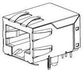 43202-8827, Modular Connectors / Ethernet Connectors Modjack RA LoPro 8/8 FLGLS W/SHLD 50AU