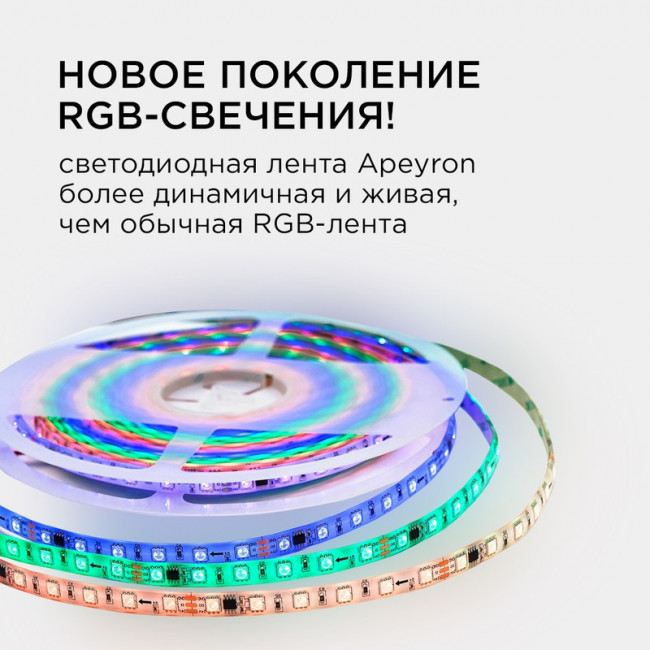 10-100 Комплект адресной светодиодной ленты 24В, 14,4Вт/м, smd5050, 60д/м, IP65,подложка 10мм(белая)