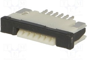 F1003WR-S-06PT, Разъем: FFC (FPC), горизонтальный, PIN: 6, SMT, 0,5А, 30мОм, 1мм, 50В