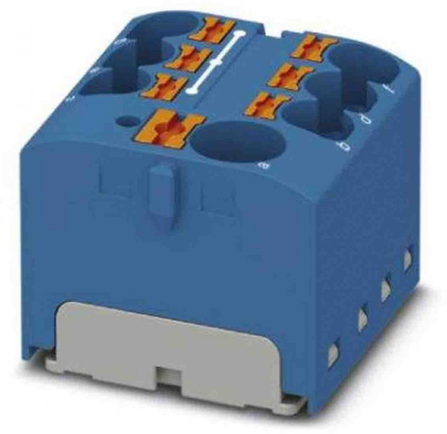 Distribution block, push-in connection, 0.2-6.0 mm², 7 pole, 32 A, 6 kV, blue, 3273858 Distribution block, push-in connection, 0.2-6.0 mm², 7 pole, 32 A, 6 kV, blue, 3273858