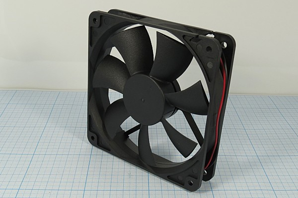 Вентилятор 120x120x25, напряжение 12В, ток 0,35А, выводы 2L, подшипник качения, KF1225B1HR-R JAMI