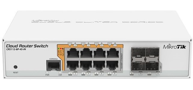 MikroTik CRS112-8P-4S-IN Коммутатор 8х10/100/1000 Ethernet, 4 x SFP ports MikroTik CRS112-8P-4S-IN Коммутатор 8х10/100/1000 Ethernet, 4 x SFP ports
