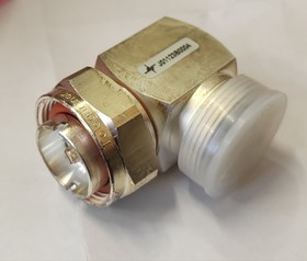 J01123B0004, РЧ переходник/ From Telegartner, a 50 7/16 DIN right angled male to female adapter. This RF adapter has a brass body with a c