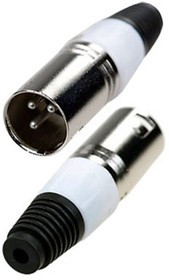 1-503 WT, разъем XLR 3 контакта штекер металл цанга на кабель белый