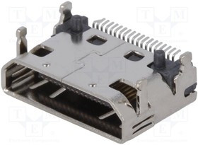 690-019-298-903, Разъем mini HDMI, гнездо, PIN 19, позолота, угловой 90°, SMT