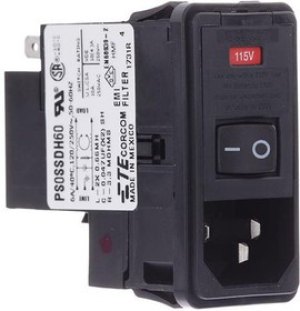 PS0SSDH60, AC Power Entry Modules 6A DUAL FUSE SNAP IN MOUNT