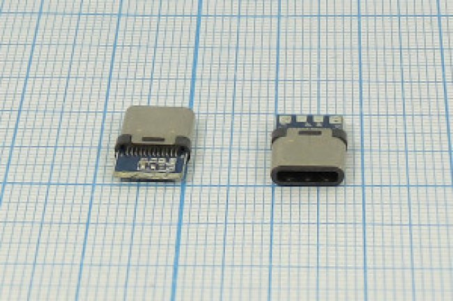 Разъем microUSB розетка, тип C 3.1, контакты 12Cx2-4C, на платуа, USB C-3.1P Разъем microUSB розетка, тип C 3.1, контакты 12Cx2-4C, на платуа, USB C-3.1P