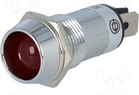 ILL16-12R, Индикат.лампа: LED, вогнутый, 12ВDC, Отв: d14,2мм, IP40, латунь