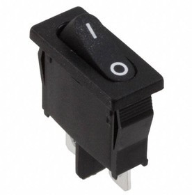 R6BBLKBLKFF, Rocker Switches 10A 125VAC SPST (On)-Off Black/Black
