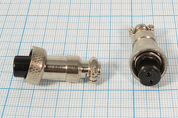 Гнездо микрофонное MIC12 на кабель, 2 контакта, соединительная резьба М12, X12-2P; Q-10389 гн мик MIC12\2P\каб\М12\\X12-2P