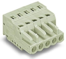 721-112/026-000, 12-контакт. розетка, шаг 5 мм, светло-серая