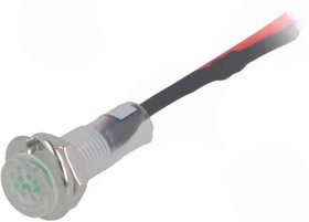 R9-79L-11-24-GREEN, Индикат.лампа: LED, плоский, зеленый, 24ВDC, d5,2мм, IP40, dLED: 3мм