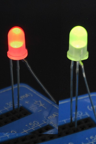 Светодиодная сборка двухцветная красный&amp;зеленый, 5x8мм, яркость25&amp;35мкд, линза матовая, SL-522GEWMX; №14663 СД сборка 5 x 8\кр&amp;зел\ 25&amp;35