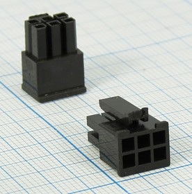 Разъем питания MF3 вилка, контакты 2x 3, шаг P3.0, монтаж на кабель, MF3-2x03F, 6P