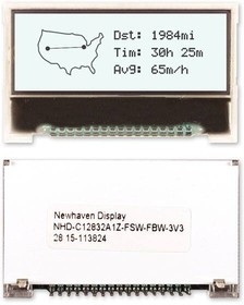 NHD-C12832A1Z- FSW-FBW-3V3, Дисплей: LCD; графический; 128x32; COG,FSTN Positive; белый; LED