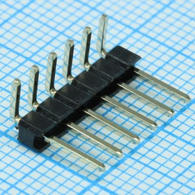 DS1022-1X6RUF18-B, Штырь на плату однорядный угловой 6 контактов шаг 2.54мм . A:6.3, B:3.2, C:4.36 u тип DS1022-1X6RUF18-B, Штырь на плату однорядный угловой 6 контактов шаг 2.54мм . A:6.3, B:3.2, C:4.36 u тип