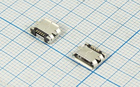 Гнездо microUSB, B, 5C2HP, на плату, угловое, SMD, microUSBB5SB; №10897Z гн microUSB \B\5C2HP\плат\угл\ SMD\microUSBB5SB
